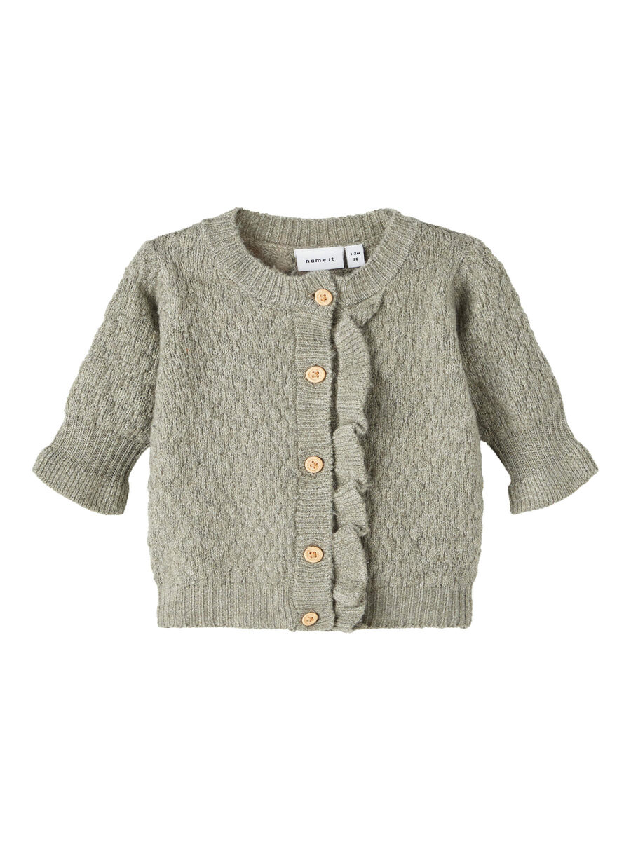 Name it Baby Girl Stickad Kofta Sage, Storlek 68