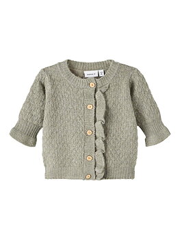 Name it Baby Girl Stickad Kofta Sage, Storlek 68