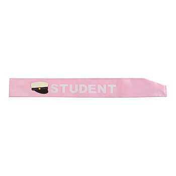 Ordensband / Sash - Rosa band med "STUDENT" i vit text