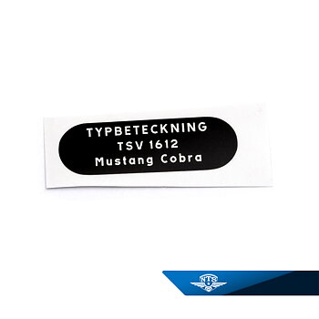 Typeskilt Mustang Cobra, TSV 1612 Til Mustang Cobra -1974