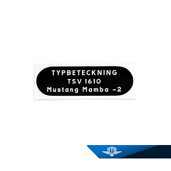 Typeskilt Mustang Mamba-2, TSV 1611 to-trins Mamba -1974
