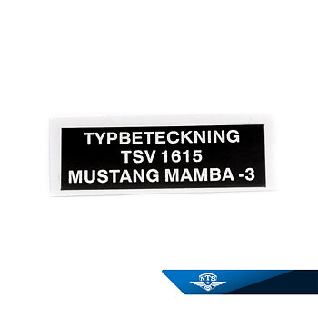 Typeskilt Mustang Mamba-3, TSV 1615 tre-trins Mamba 1975-.