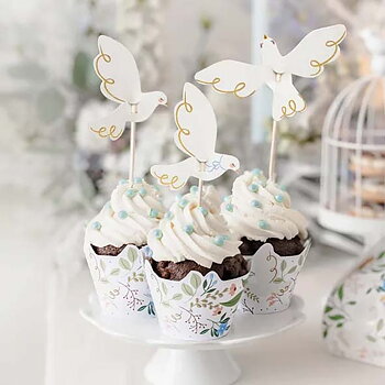 Cupcake wrapper - Blommor och duvor