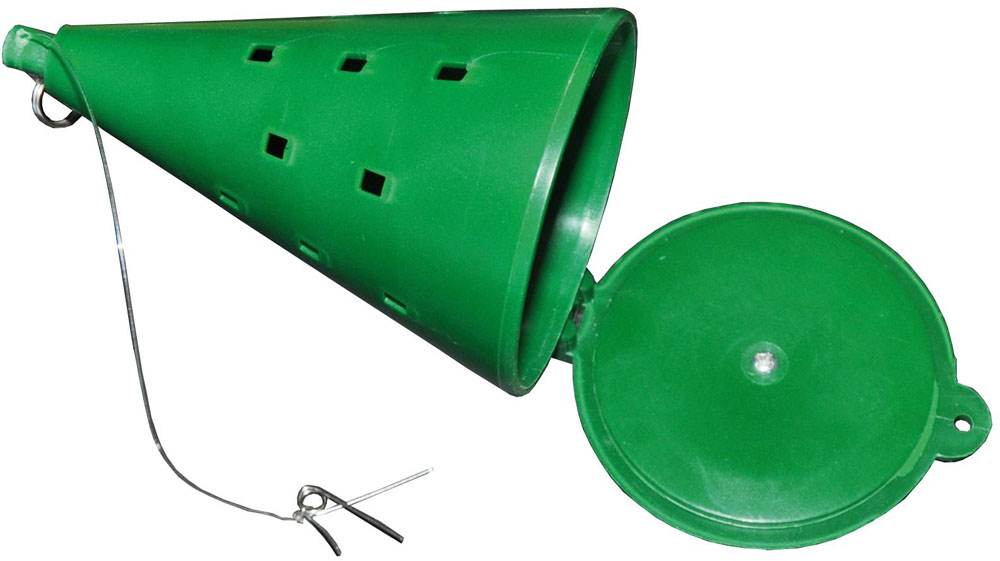 The Feeder Cone is a container that you fill with mash. Then lower it to the bottom and mash. Common in ice fishing