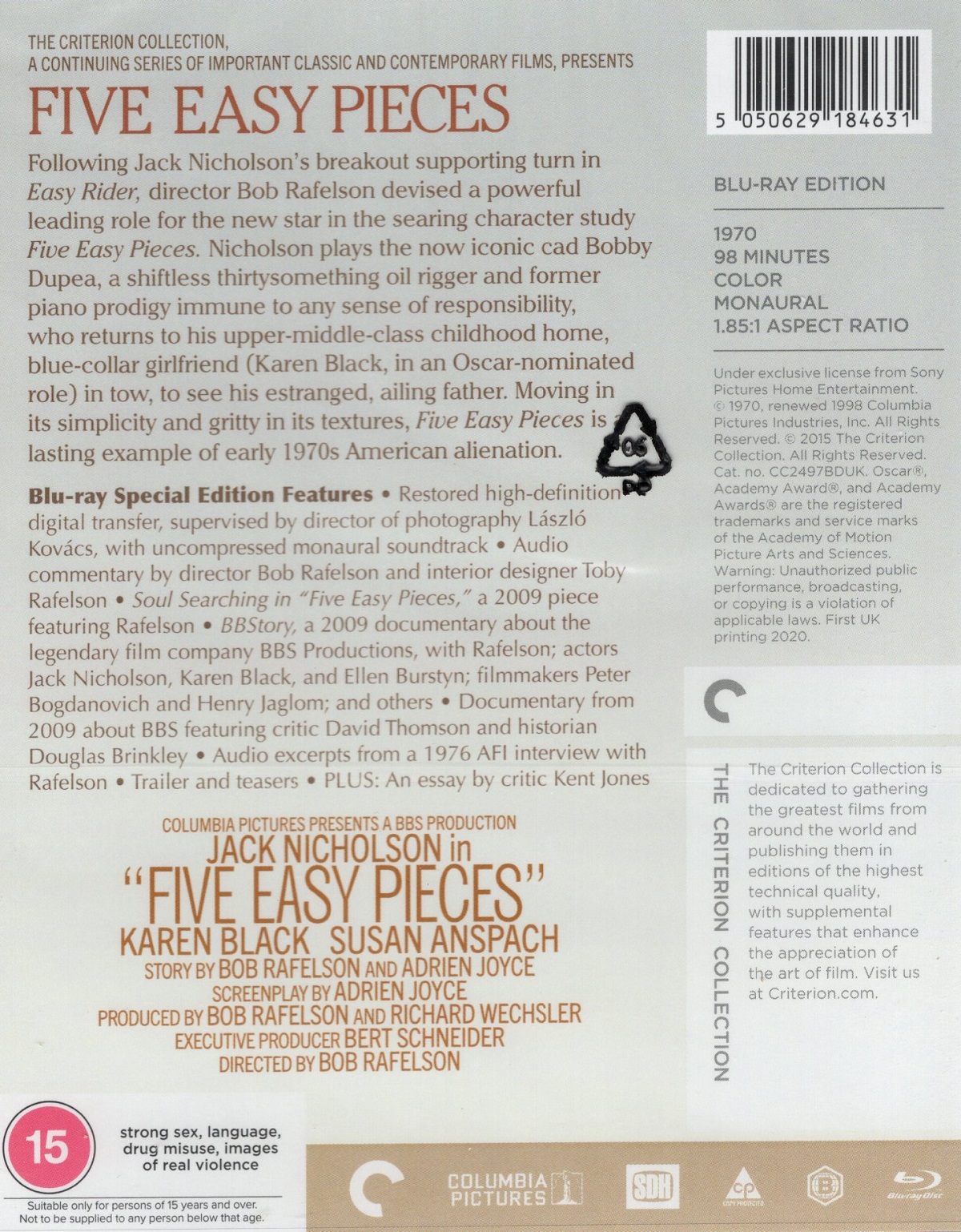 Five Easy Pieces (Criterion Collection) (ej svensk text) (Blu-ray) - 2