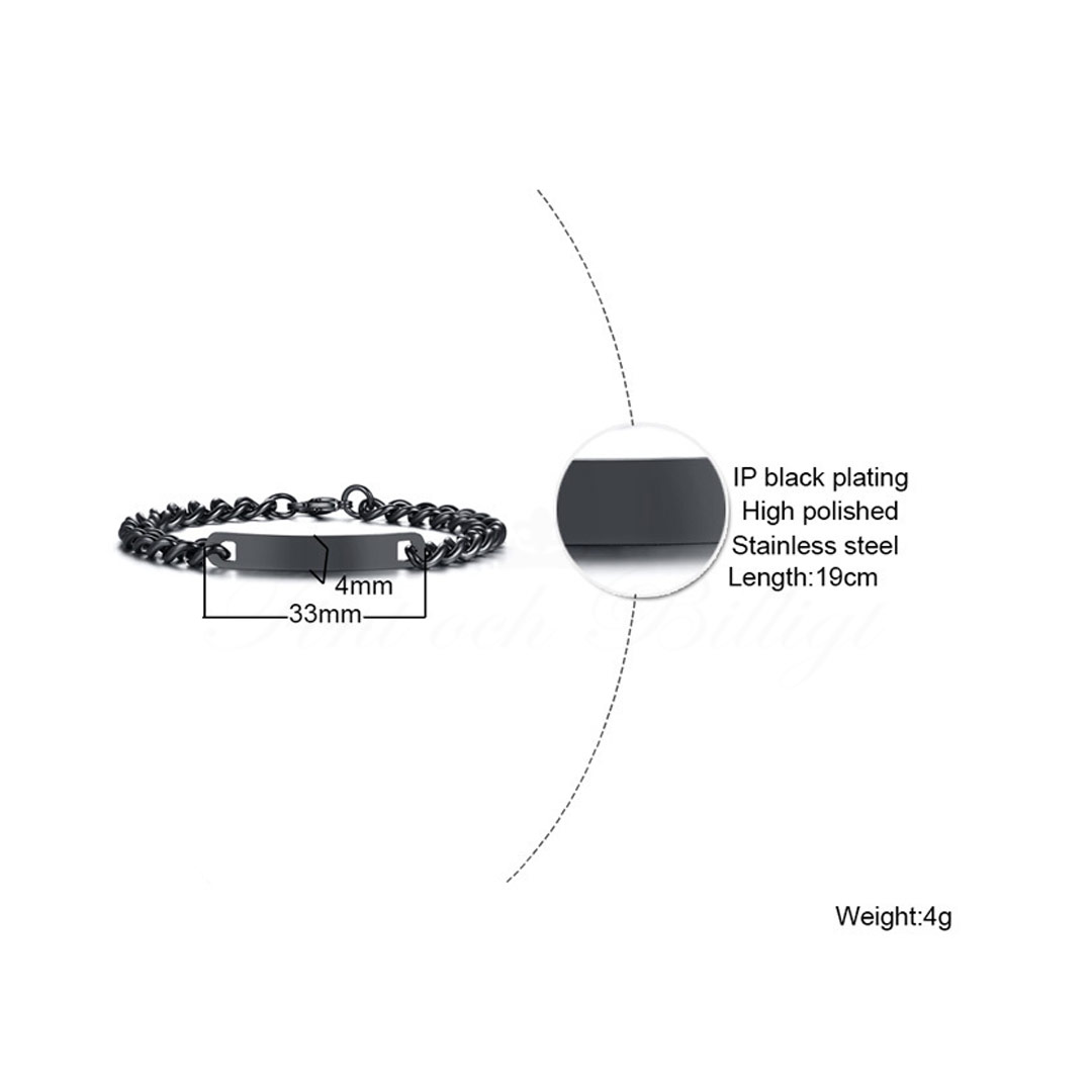 Armband Pansar ID Black - ID-Armband Svart 316L 4mm - 4