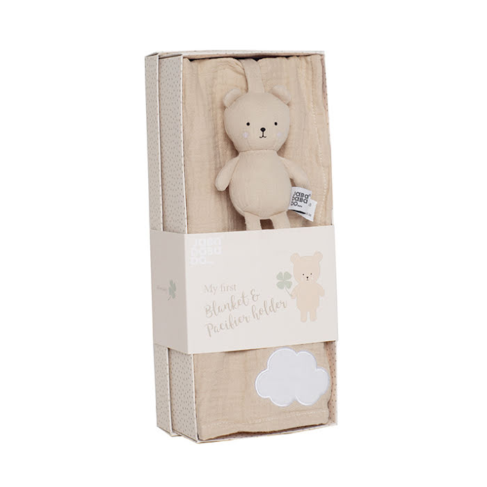 Presentkit Babyfilt Beige & Teddy Nappkompis - Jabadabado