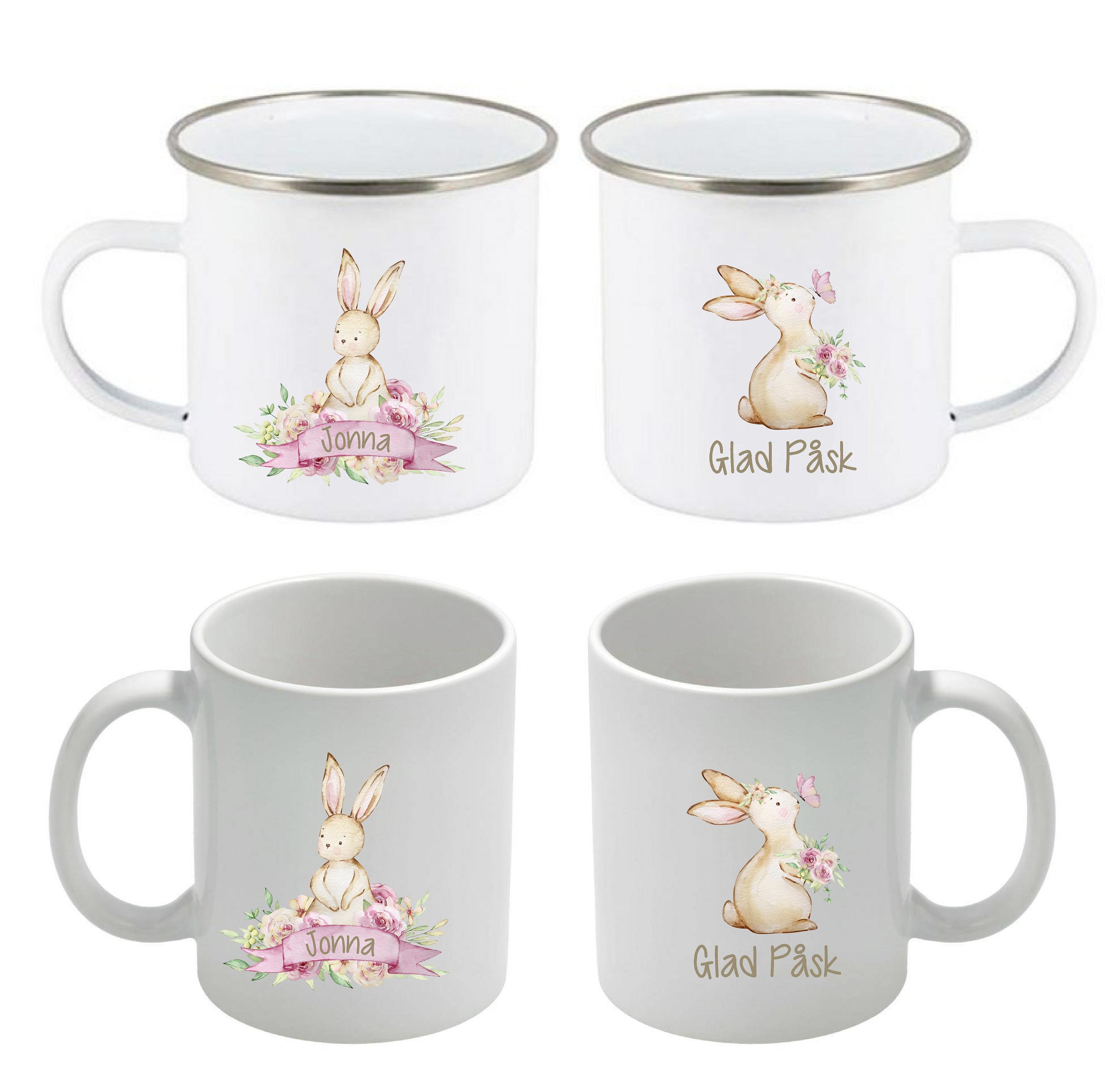 Mugg - Påsk - Kanin - Blommor