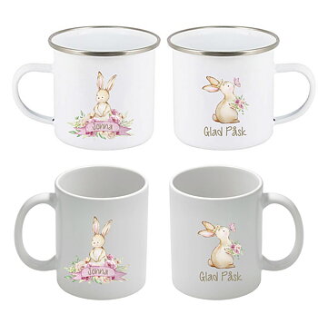 Mugg - Påsk - Kanin - Blommor