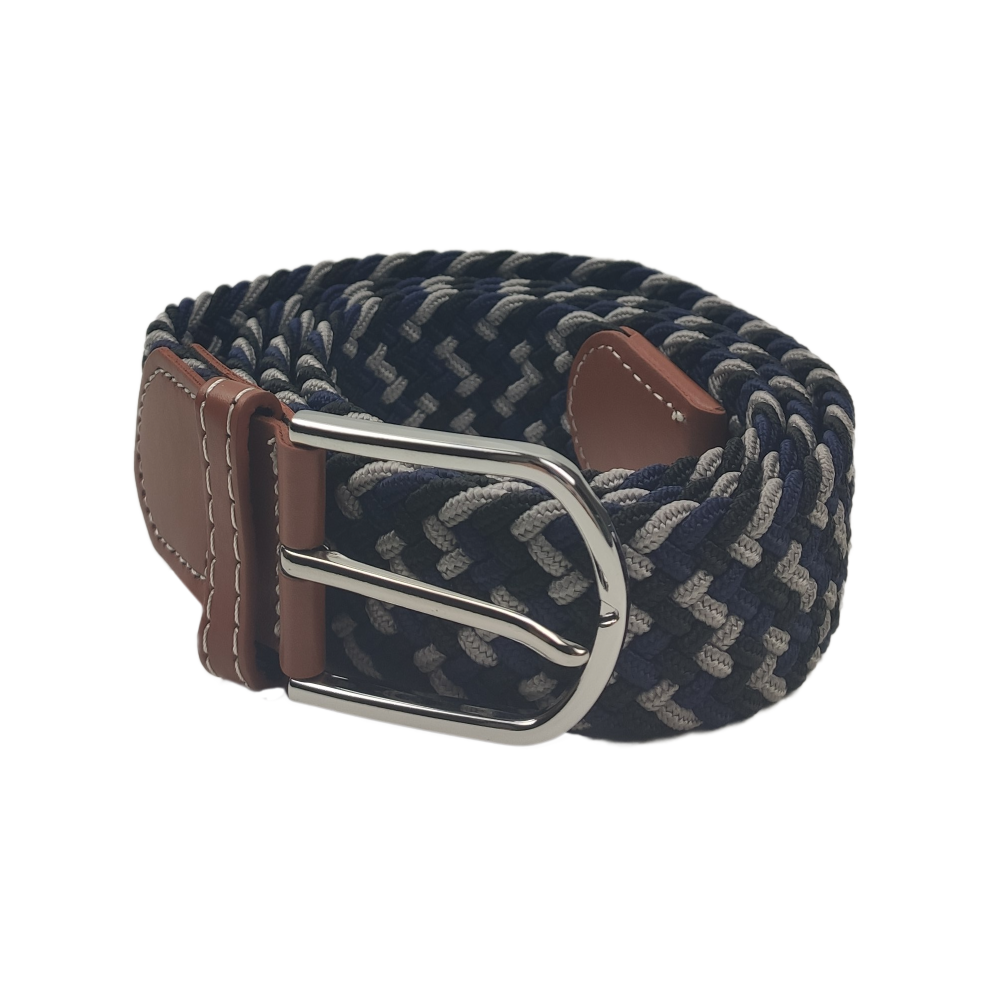 Black/Blue Pattern Belt Laying Down