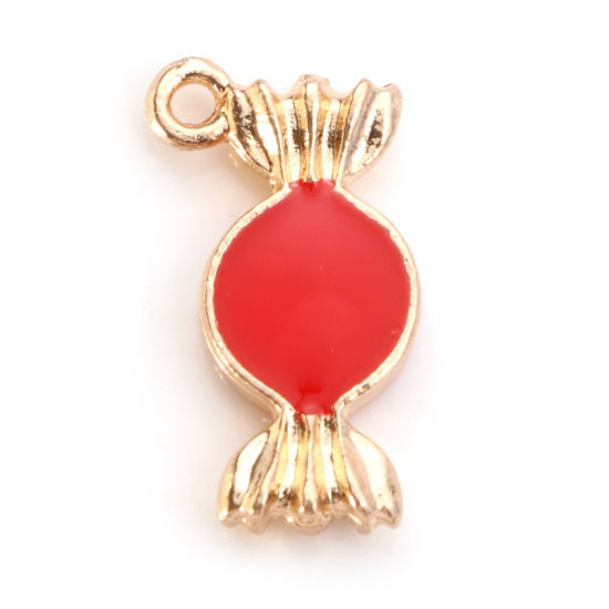 Charm ,  Candy  enamel Gold & Red