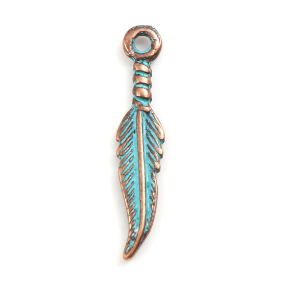 Charm Copper -  Patina Feather 27mm