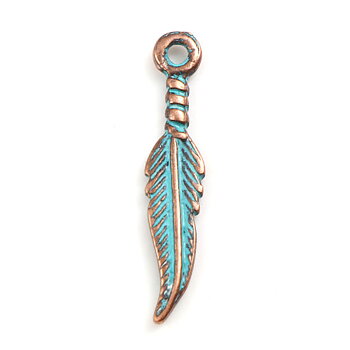 Charm Copper -  Patina Feather 27mm