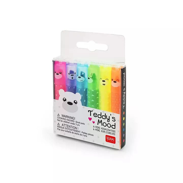 Teddy's mood, set of 6 mini highlighters