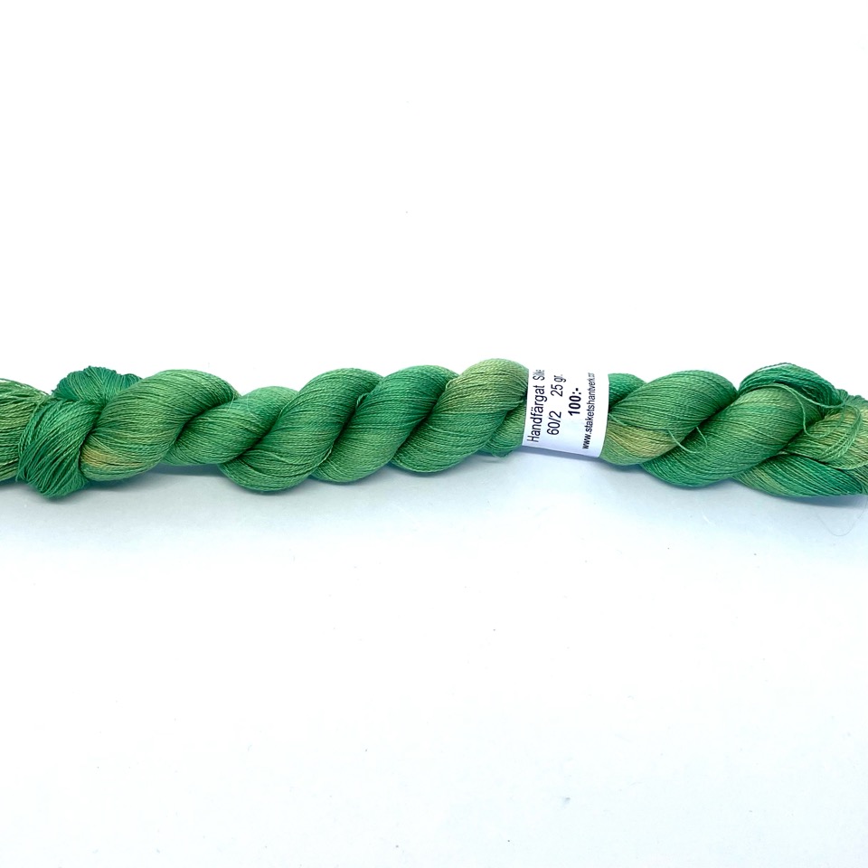 Handfärgad Silke 60/2 Gröngul