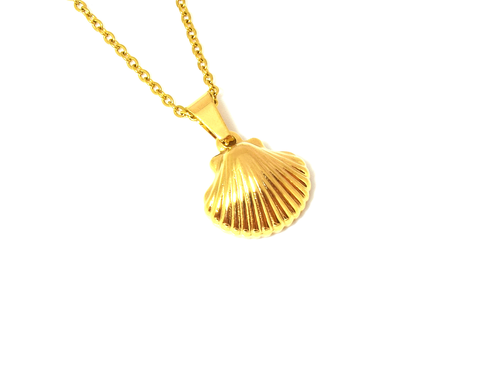 Snäcka Halsband i Rostfritt Stål Guld, Hav Hänge, Natur Smycke