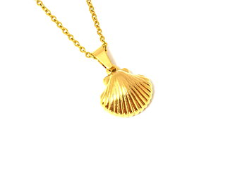 Snäcka Halsband i Rostfritt Stål Guld, Hav Hänge, Natur Smycke