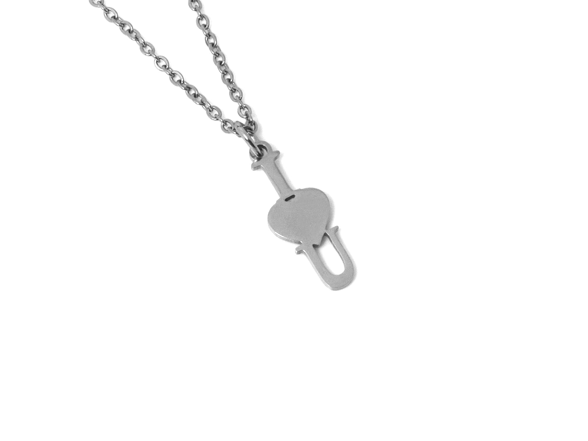 I Love U Text med Hjärta Halsband i Rostfritt Stål, Hjärtan Hänge, Kärlek Smycke - 2