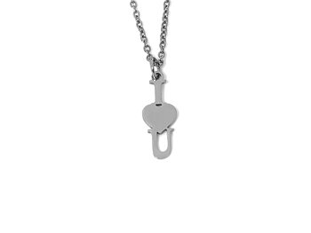 I Love U Text med Hjärta Halsband i Rostfritt Stål, Hjärtan Hänge, Kärlek Smycke
