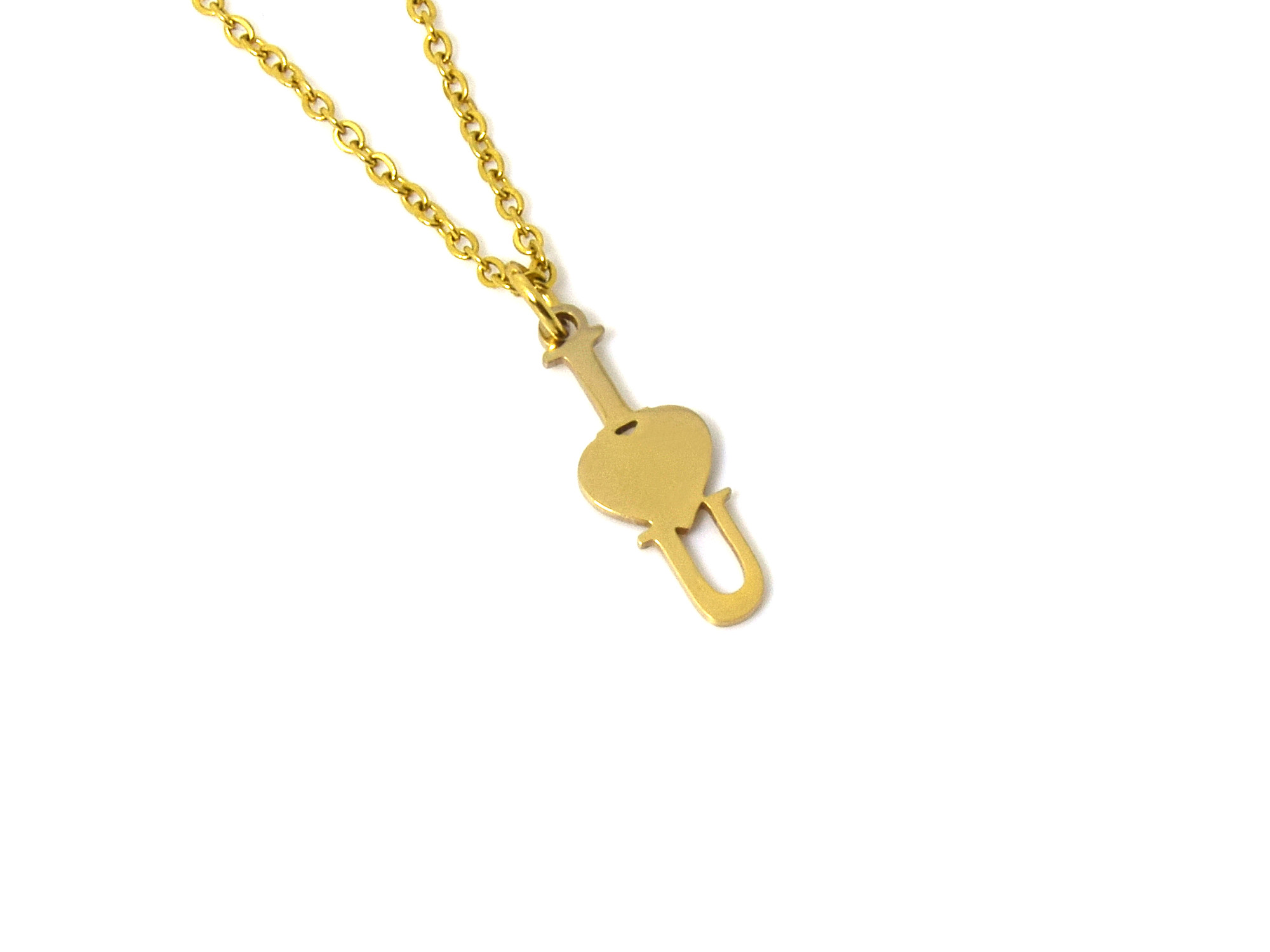 Guld I Love U Text med Hjärta Halsband i Rostfritt Stål, Hjärtan Hänge, Kärlek Smycke - 2