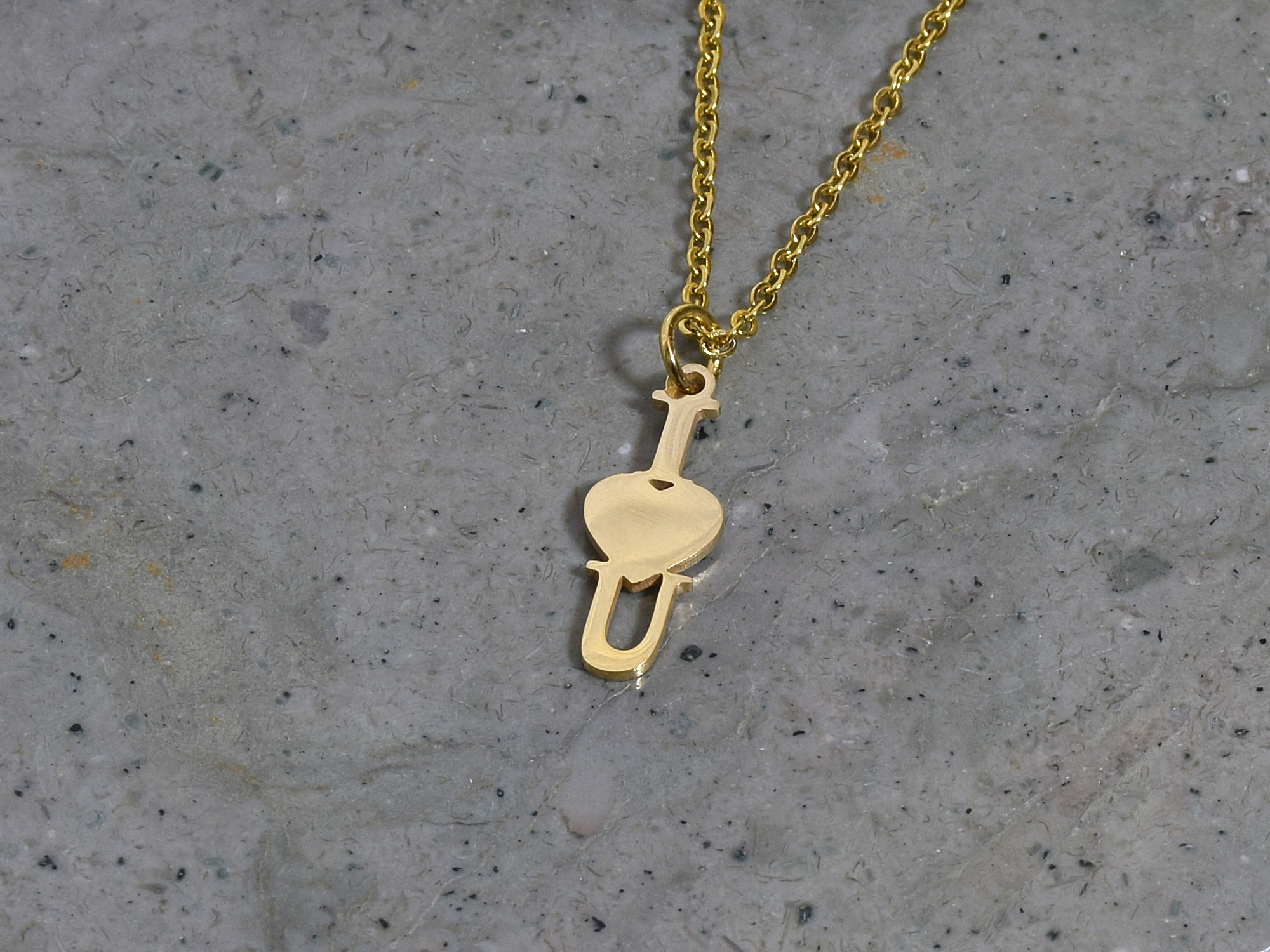 Guld I Love U Text med Hjärta Halsband i Rostfritt Stål, Hjärtan Hänge, Kärlek Smycke - 3