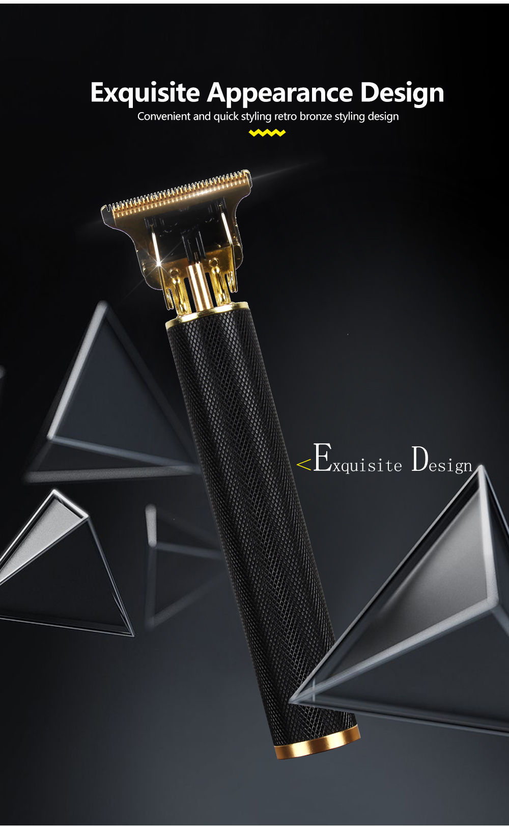 Professional Hair and Beard trimmer - Black 8 pieces - 10