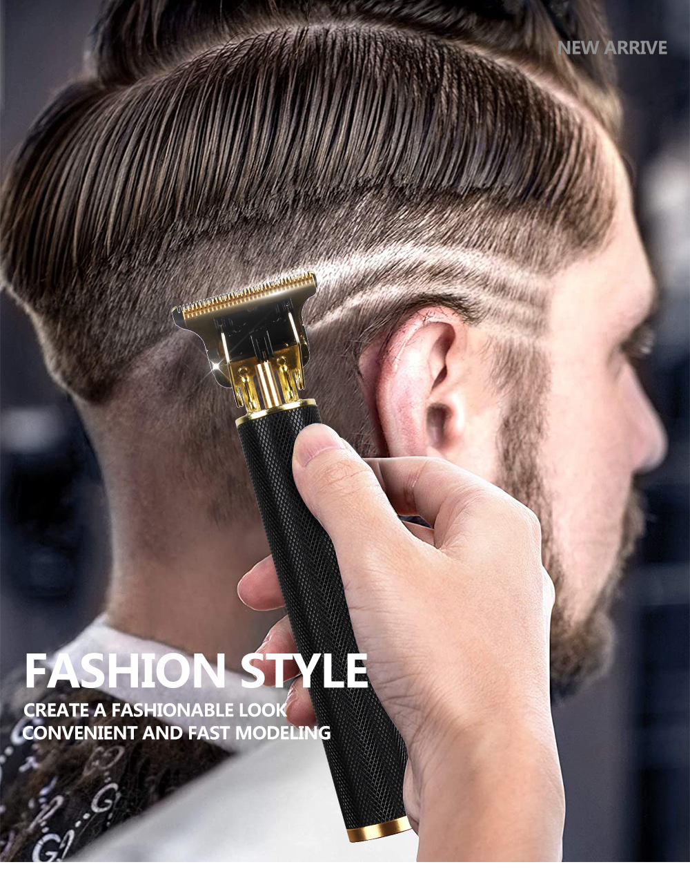 Professional Hair and Beard trimmer - Black 8 pieces - 9