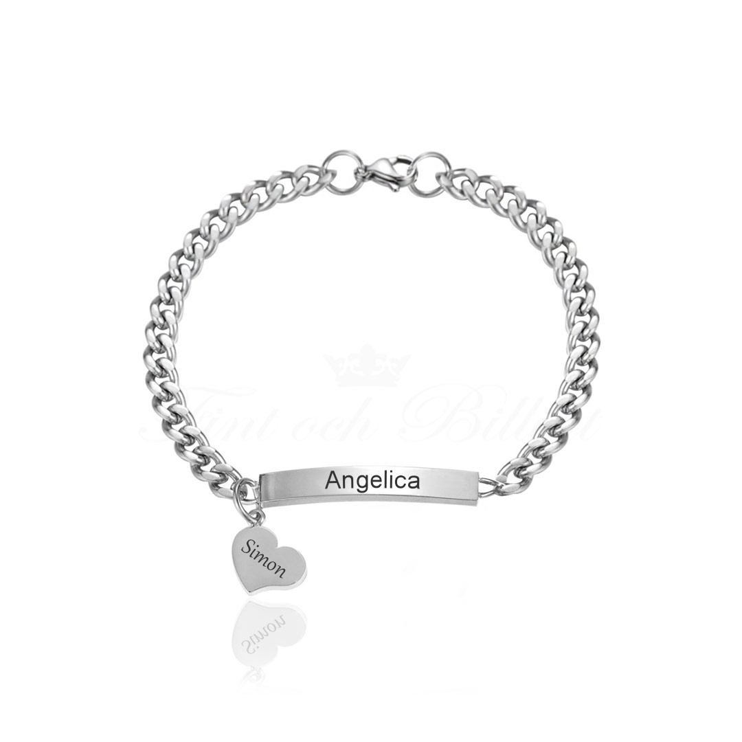 Armbånd Heart Pansar Id - Charm Heart Name Armbånd - 11