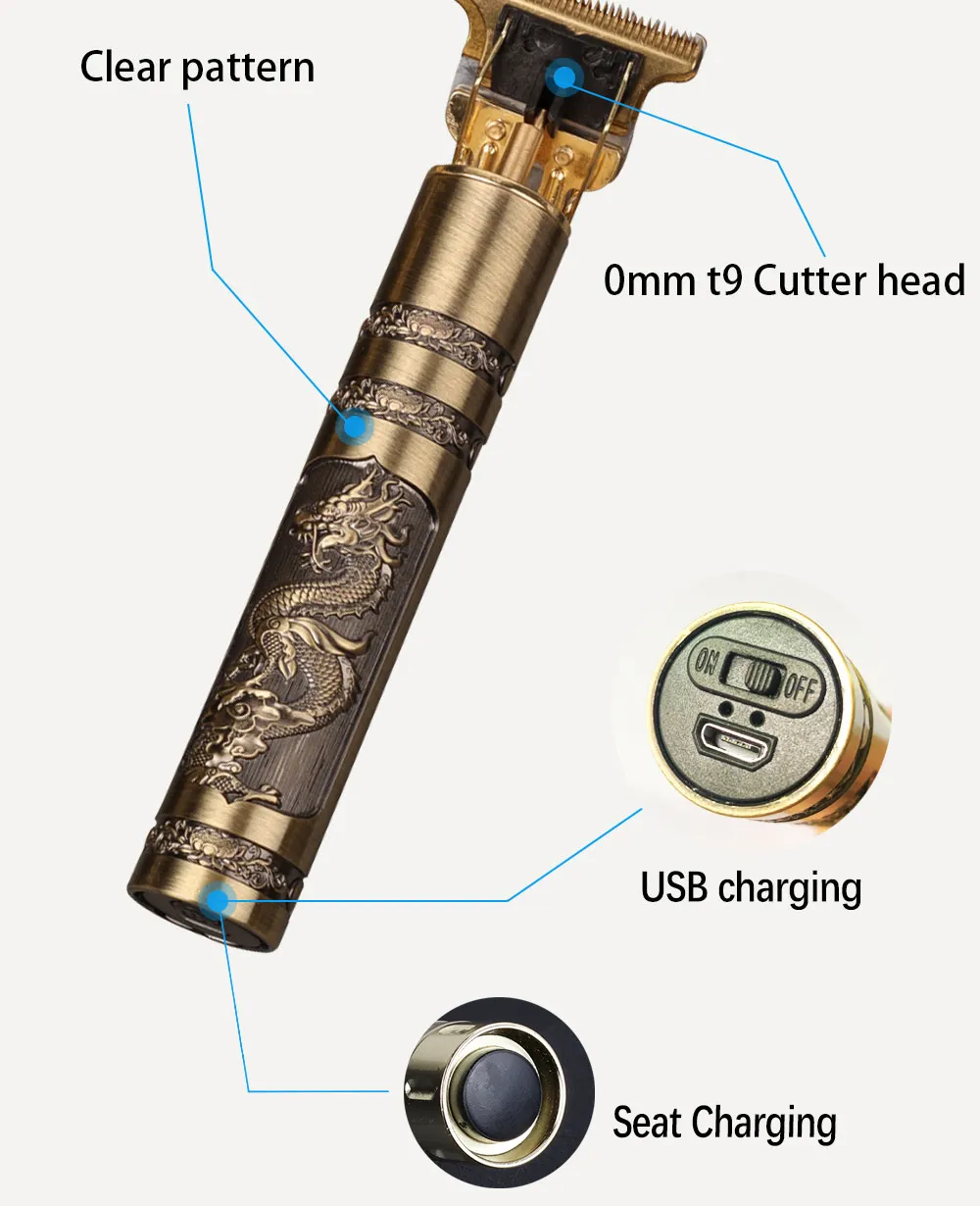 Professional Engraved Hair and Beard Trimmer - Drake 7 Pieces - 12