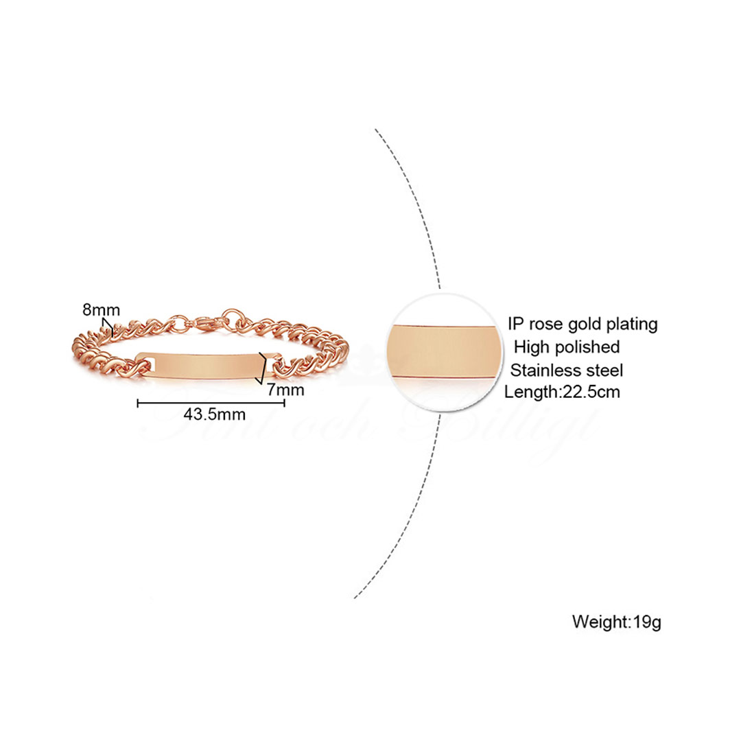 Armband Pansar ID Roségold - ID-Armband Roséguld 316L 7mm - 5