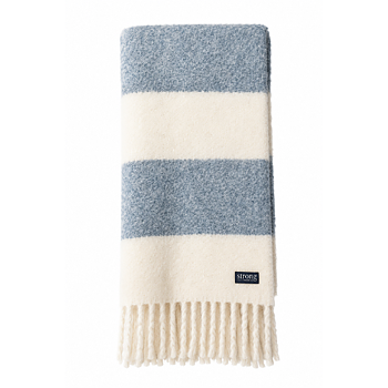 Chunky Barstripe Throw Sheet - Indigo Melange