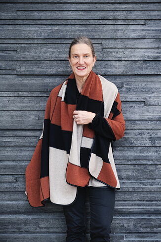Plädsjal Grama, Brun/svart/beige, No 4