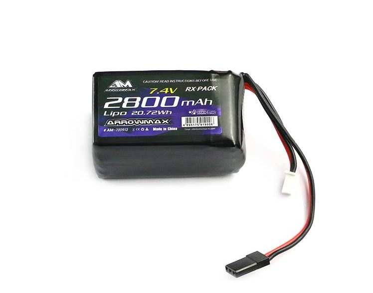 Arrowmax 2800mAh 2s TX/RX 7.4V Hump Pack Lipo AM-700913