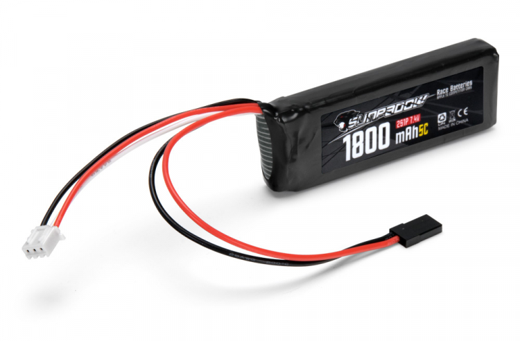 Sunpadow HE0001  Mottagarbatteri Li-Po 7,4V 1800mAh 5C