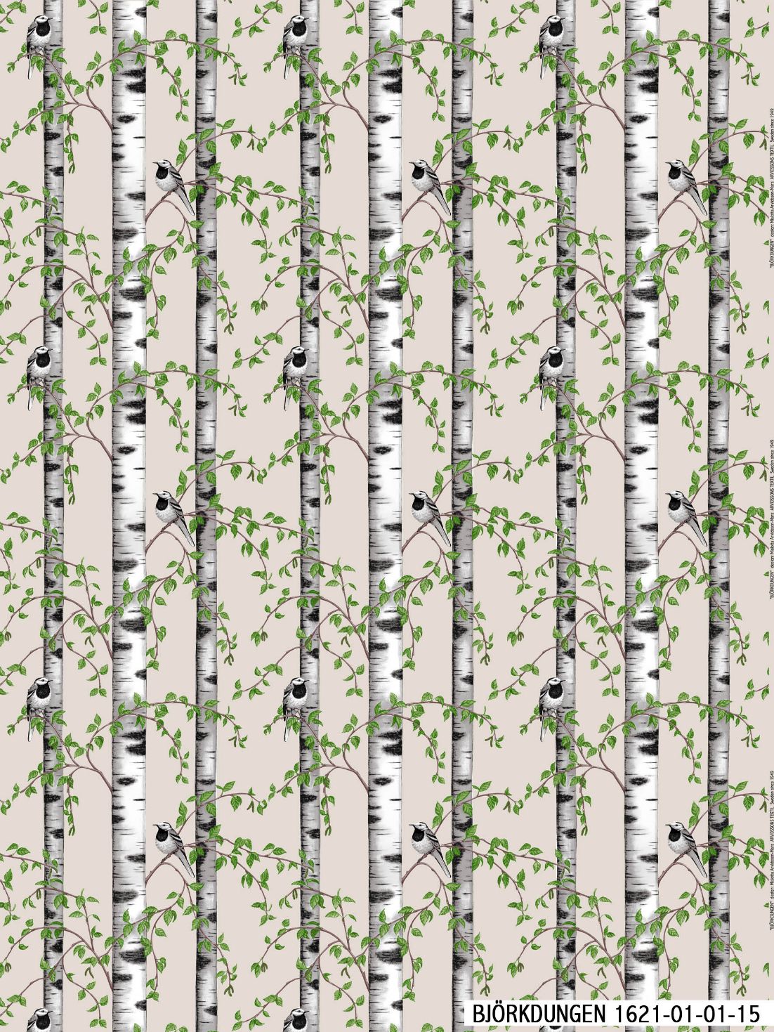 Tyg Björkdungen beige, metervara från Arvidssons Textil
