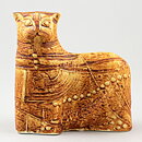 Bertil Vallien (Terra 1978) Brown Lynx with Relief Decor 13 cm (2)
