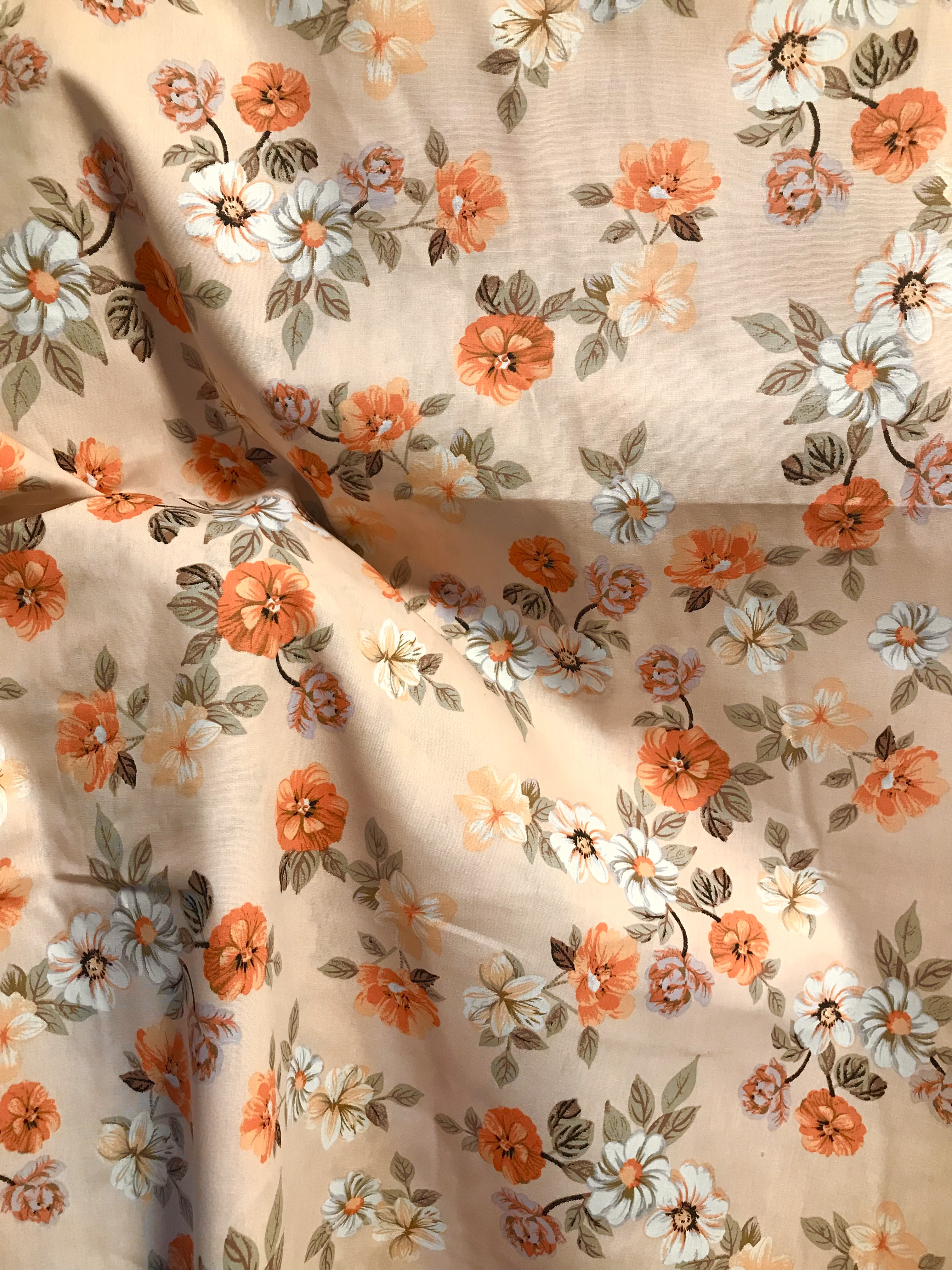 Poplin Aprikos Blommor
