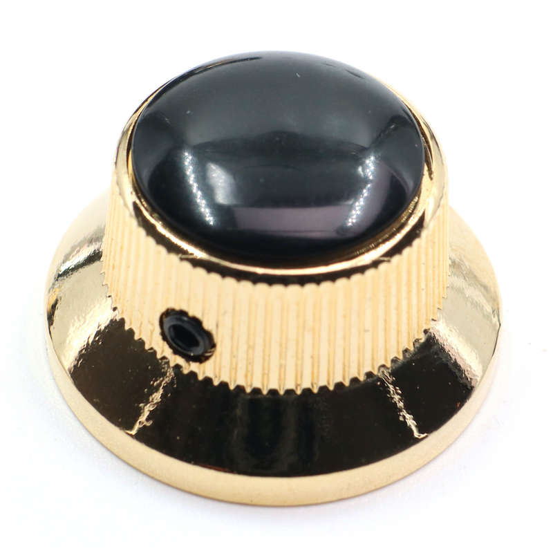 Metal Strat Knob With Black Pearl Top (Set screw) - 3
