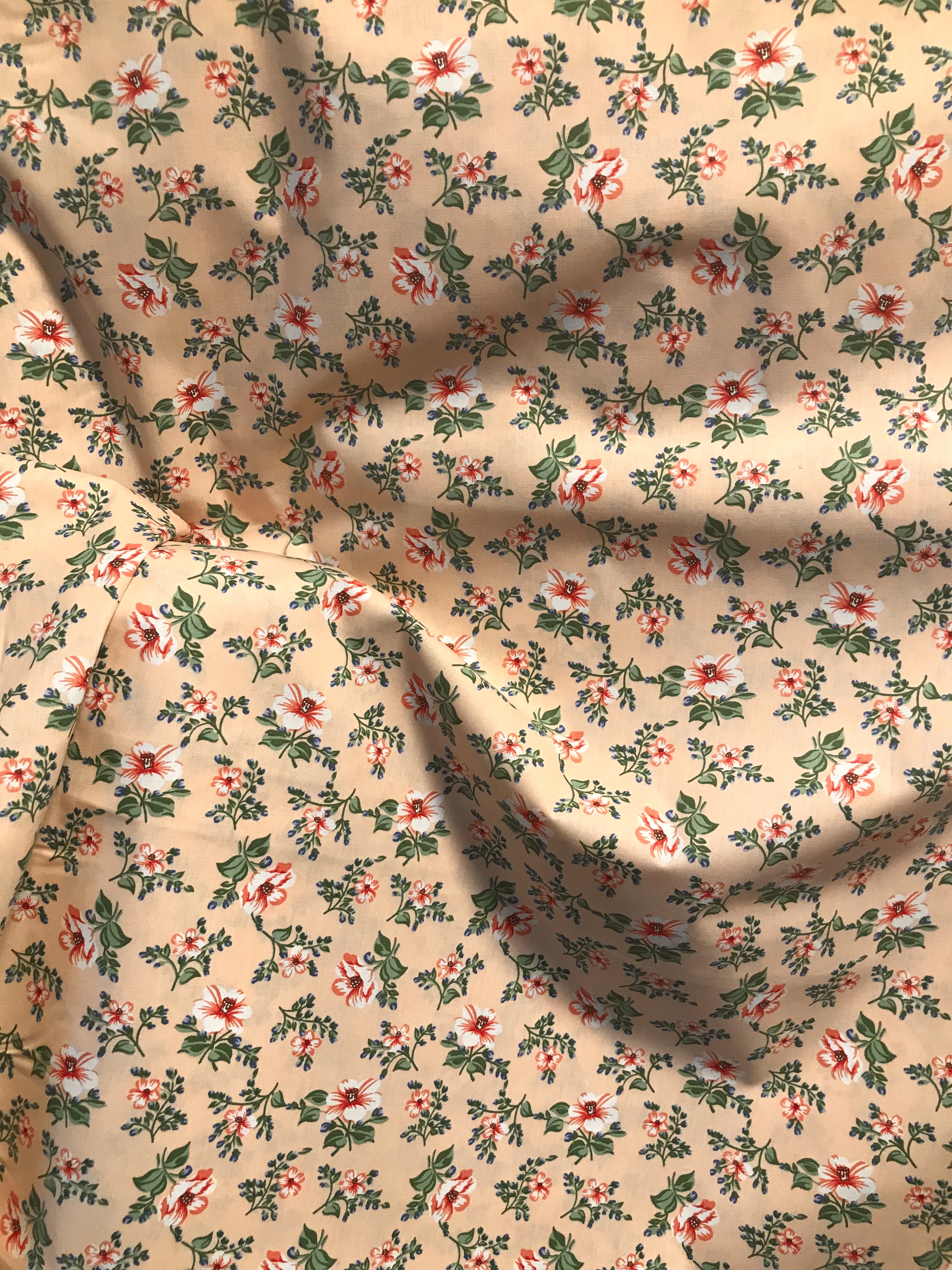 Poplin Persika Blommor