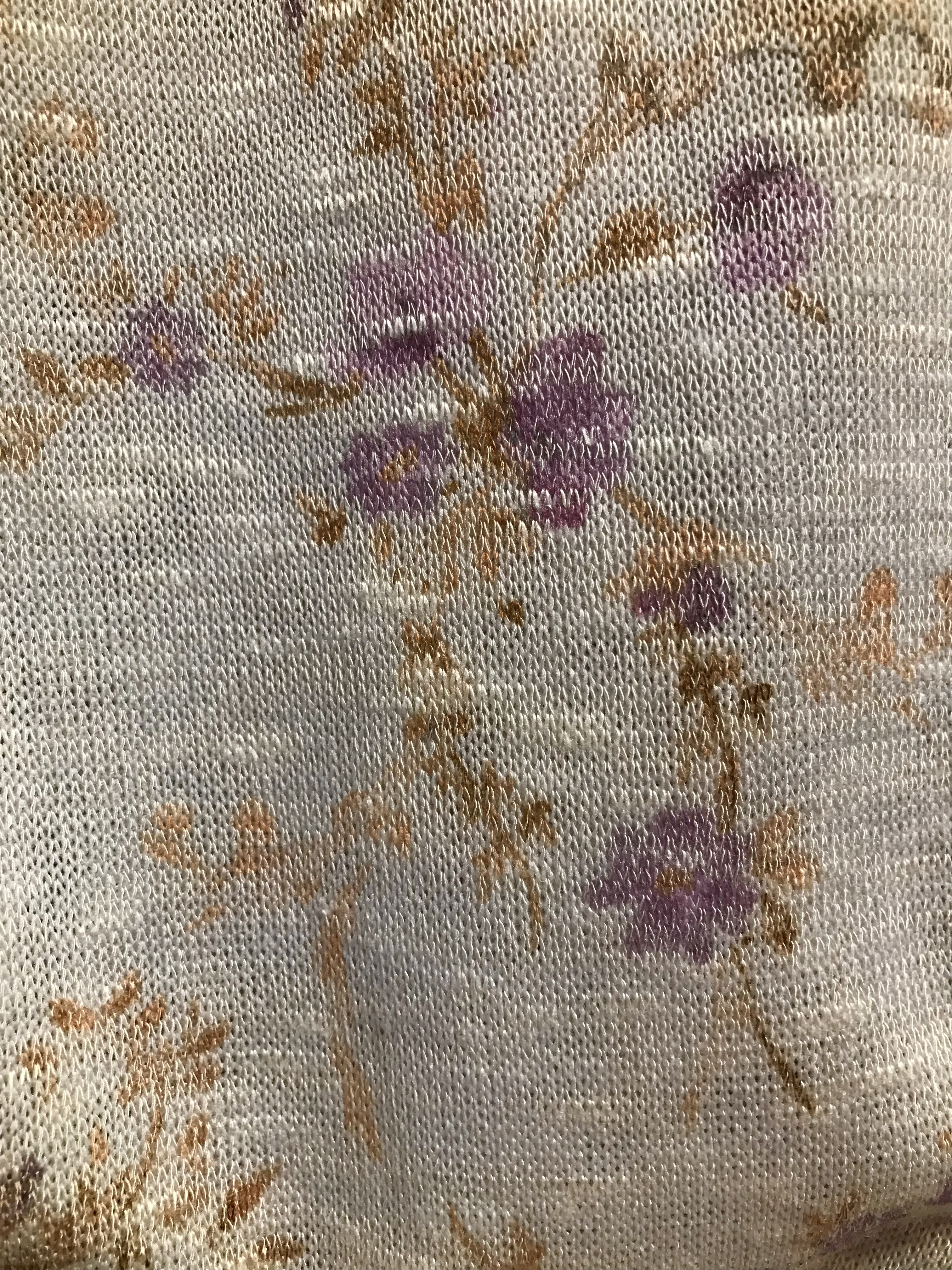 Trikå Tunn Struktur Lila Blommor - 2