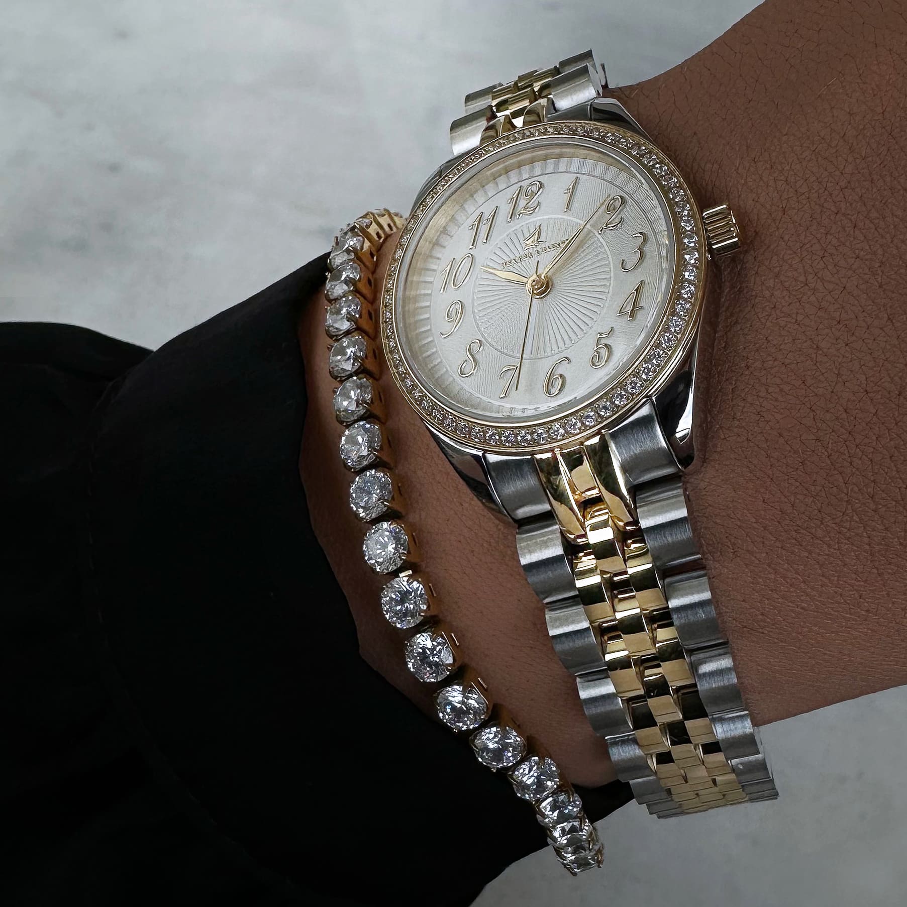 Women's Watch Gold & Silver, Date, Link Strap - Hexter & Baines