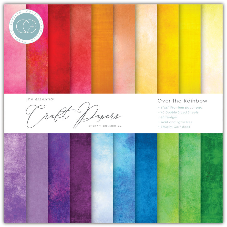 CRAFT CONSORTIUM-Essential Craft Papers 6x6 Inch Paper Pad Over the Rainbow