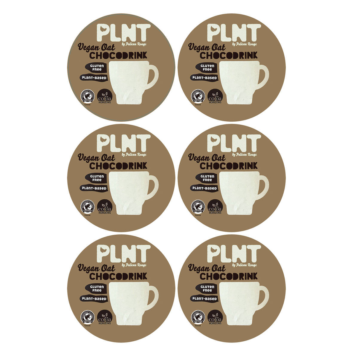 Kanisterdekaler Vegan Oat Chockodrink 100 mm I diam. Beställes i ark om 6 st.