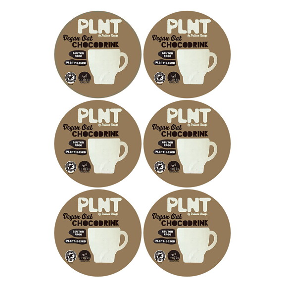 Kanisterdekaler Vegan Oat Chockodrink 100 mm I diam. Beställes i ark om 6 st.