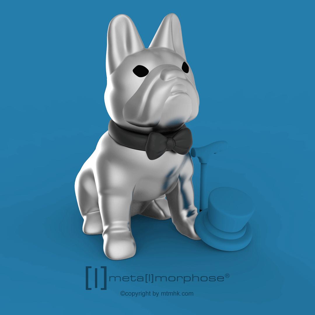 Nyckelring/Berlock Bulldog, svart rosett - 3