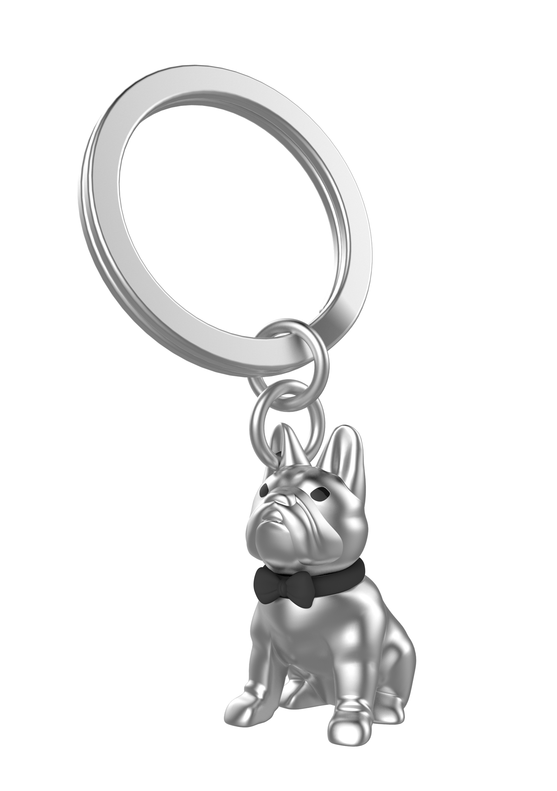 Nyckelring/Berlock Bulldog, svart rosett - 2