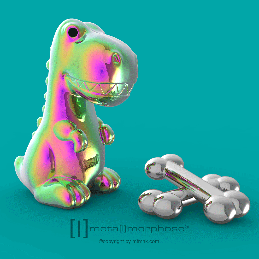 Nyckelring/Berlock Dinosaurie, rosa m ben - 3