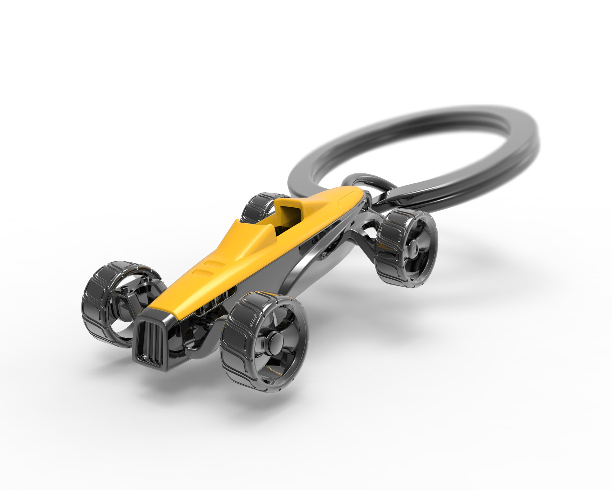 Nyckelring/Berlock Formel-1 bil, gul - 2
