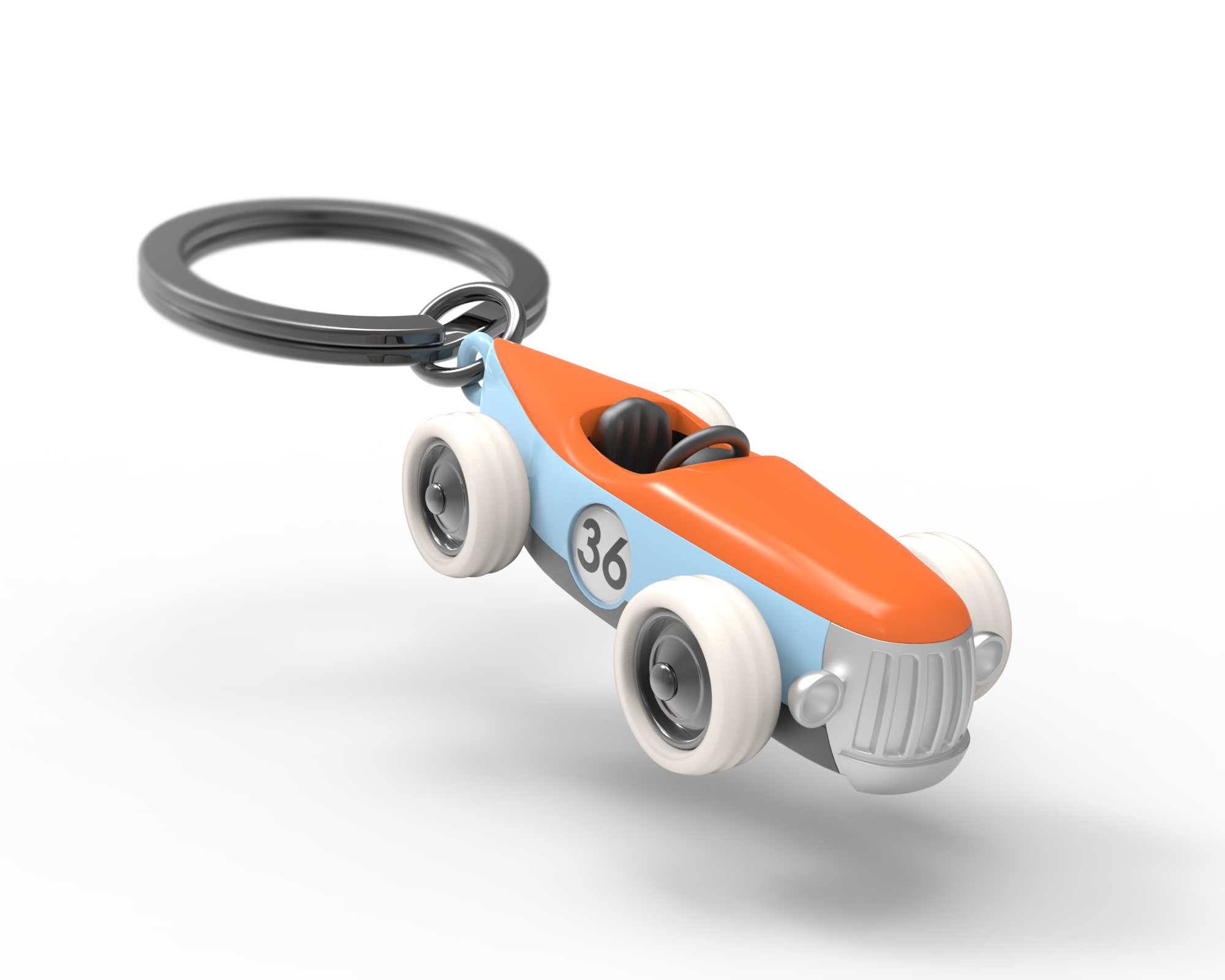 Nyckelring/Berlock Bil, retro orange