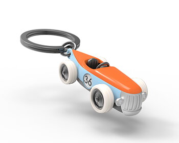 Nyckelring/Berlock Bil, retro orange